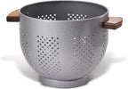 Metal Colander with Wood Handle and Stable Base, Powder Coated Steel Kitchen by Unknown
