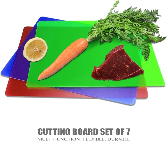 Fotouzy Plastic Cutting Boards for Kitchen, Flexible Cutting Mats Set of 7 - Image 6