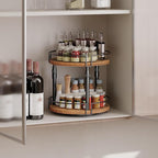HOOBRO Lazy Susan Organizer Spice Rack, 2-Tier Height Adjustable Rotating Spice - Image 5