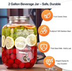 2 Gallon Drink Dispensers for Parties, 1 Pack Glass Beverage Dispenser - Image 4