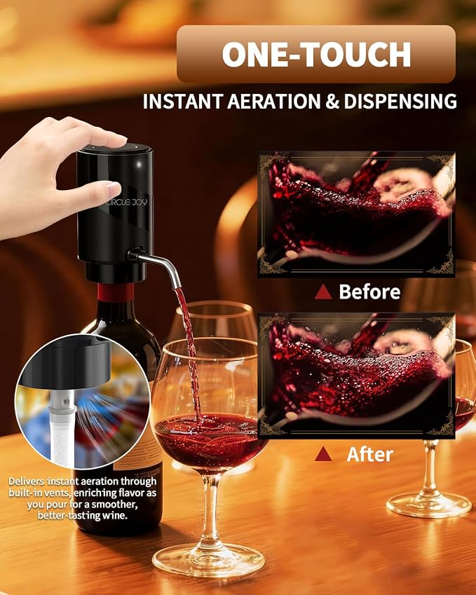 CIRCLE JOY Electric Wine Aerator Pourer, Rechargeable Automatic Wine Decanter - Image 4