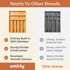 SMIRLY Silverware Drawer Organizer – Bamboo Kitchen Drawer Organizer, - Image 7