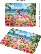 Summer Flamingos Dish Drying Mat 18x24 inch Tropical Beach Microfiber Washable - Image 2