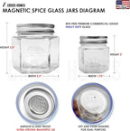 Magnetic Spice Jars Combo Pack 29 Pack Refrigerator Hexagon Glass Spice Jar - Image 3