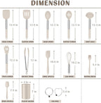E-far Silicone Cooking Utensils Set, 14-Piece Khaki Kitchen Utensils Set - Image 2