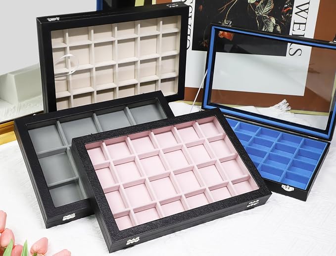 Stratalife Jewelry Organizer 40 Grid Pink Black Jewelry Tray - Image 6