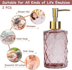 Glass Soap Dispenser with Gold Plastic Pump, 12oz Refillable Liquid Hand Soap - Image 4