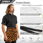 Server Apron with 3 Pockets, Waterproof Oil Waitress Waiter Half Apron - Image 6