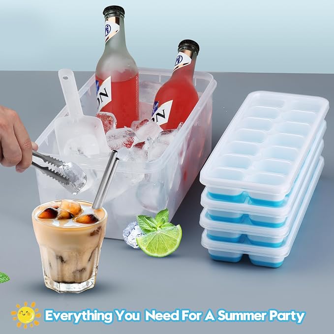 Silicone Ice Cube Tray, Jrisbo 4 Pack Easy-Release & Flexible 14-Ice Cube Trays - Image 3