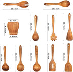 Wooden Spoons for Cooking, Wooden Utensils for Cooking 11 Pcs Wooden Kitchen - Image 2