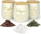 Coffee Tea Sugar Container Set of 3, Farmhouse Storage Containers Jars by EQEYBRAND