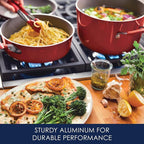 Rachael Ray Cucina Nonstick Cookware Pots and Pans Set, 12 Piece, Cranberry Red - Image 3