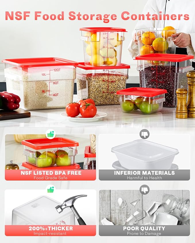 12 Quarts Sous Vide Container: 8 PCS Commercial Food Storage Containers - Image 5