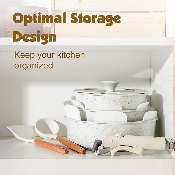SENSARTE 24 Piece Pots and Pans Set, Nonstick Detachable Handle Cookware - Image 3
