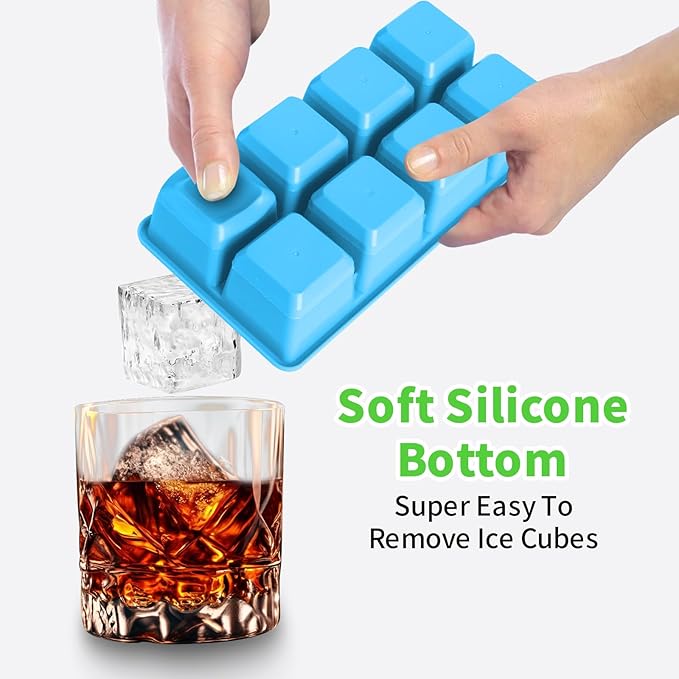 Large Ice Cube Trays with Lid, Jrisbo 2 Pack Stackable Silicone Ice Cube Molds - Image 3