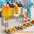 2 Gallon Large Glass Drink Dispenser Set, 2 Pack Beverage Dispensers - Image 6