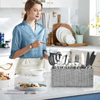 Ayiaren Grey Plastic Cutlery Silverware Holder Small Utensil Organizer Holders - Image 3