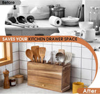 Acacia Wood Kitchen Utensil Holder - Image 4