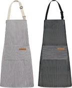 NLUS 2 Pack Kitchen Cooking Aprons, Adjustable Bib Soft Chef Apron by NLUS