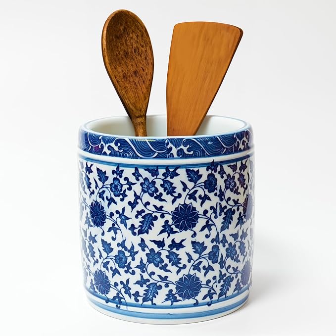 Kitchen Utensil Holder for Kitchen Countertop, Ceramic Cooking Utensils Holder by ZENSOAR