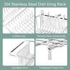 JAQ Over Sink Dish Drying Rack for Medium to Large Sink, Expandable 15.08"–22.4" - Image 7