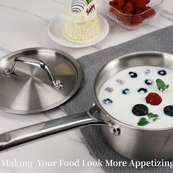 1.5 QT Saucepan with Lid, 3-Ply Stainless Steel Saucepan, Induction Compatible - Image 4
