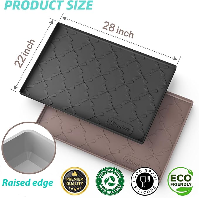 SIKADEER 28" x 22" Under Sink Mat Waterproof, Silicone Mat Kitchen Drawer Shelf - Image 3