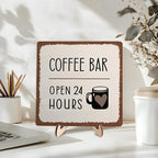 Coffee Bar Sign Plaque Decor, Coffee Bar Accessories, Rustic Wooden Tabletop - Image 3