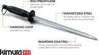 Kimura Professional Diamond Honing Steel, 10 inch Honing Rod, Diamond Knife - Image 2