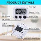 Leumoi 24 Pcs Digital Kitchen Timers Magnetic Back Timers Bulk Large Screen - Image 3