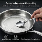 Titanium Hammered Pan Pro with Lid, PFAS/PFOA/PTFE-Free Non stick Titanium - Image 5