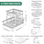 2 Tier Dish Drying Rack, Stainless Steel Dish Rack - Image 8