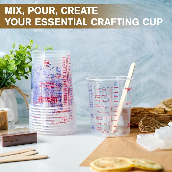 16 oz Plastic Mixing Cups, 100 Pack 16 oz Disposable Measuring Cups - Image 5