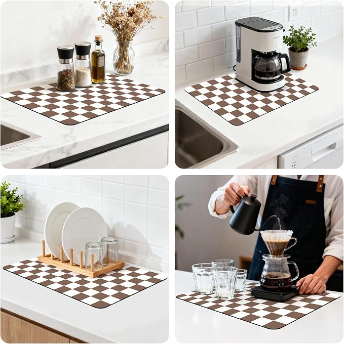 12" x 20" Checkered Dish Drying Mat - Image 8