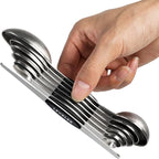 Magnetic Measuring Spoons Set Stainless Steel Dual Sided Stackable Teaspoon by YellRin