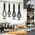 Anaeat Silicone Kitchen Whisk Set of 4, Egg Beater Milk ​Blender - Image 7