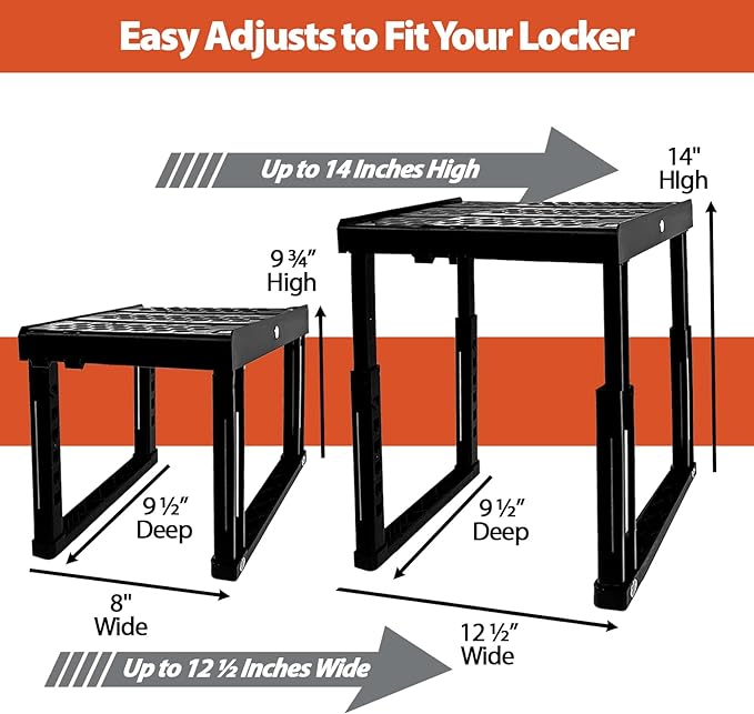 Piffny Locker Organizer Shelf， Adjustable Width and Height, Ideal Locker Shelf - Image 2