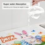 Easter Bunny Dish Drying Mat, for Kitchen Counter Microfiber Absorbent Easter - Image 3