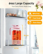 64 oz Glass Pitcher with Lid, Large Wide Mouth Mason Jar with Pour Spout - Image 2