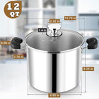 12 Quart 3-Ply Cooking Stock Pot - Image 2