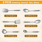 6 Pcs Cooking Utensils Set, Stainless Steel Kitchen Utensils, Heat Resistant - Image 7