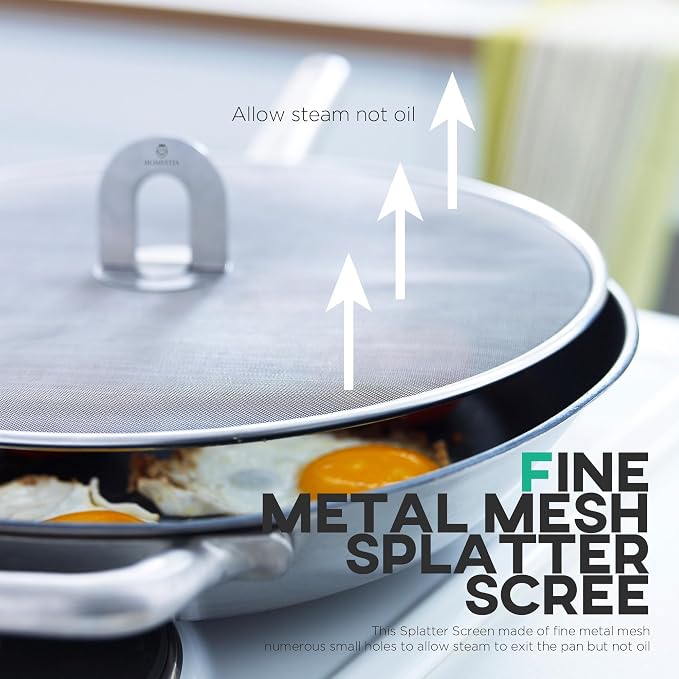Homestia Splatter Screen for Kitchen, Stainless Steel Fine Mesh Splatter Screen - Image 4