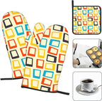 Mid Century Modern Oven Mitts and Pot Holders Sets of 3 Retro Heat Resistant - Image 3