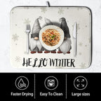 Winter Gnome Dish Drying Mat for Kitchen Counter 18x24 Christmas Snowflakes - Image 4