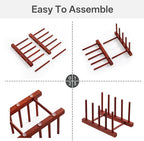 HBlife 4pcs Rosewood Wooden Dish Drying Rack - Image 4