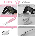14-in Pink Cooking Spoons Set, Heavy Duty 18/0 Stainless Steel Large Serving - Image 2