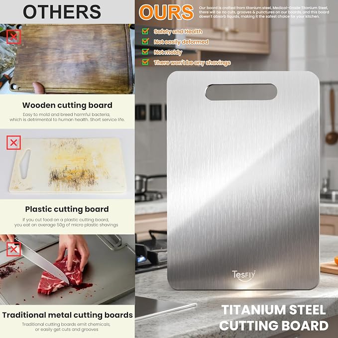 3 Pack Titanium Cutting Board, 100% Pure Titanium Cutting Boards - Image 2