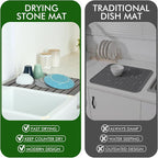 Oxydrily Stone Dish Drying Mat for Kitchen Counter, Large Dark Gray Foldable - Image 6