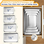 CEKEE Baking Sheet Set of 4, Stainless Steel Cookie Sheets - Image 3