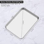 Baking Sheets 2 Pieces, Bastwe Cookie Sheets Set Stainless Steel Baking Pans - Image 3